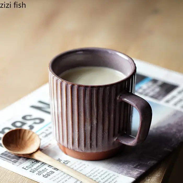 Tasse à rayures Vintage en céramique