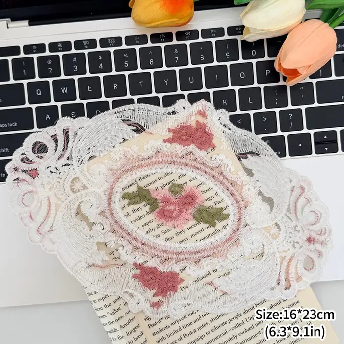 Nappe brodée rétro en dentelle, nappe française, set de table, nappe de maison, dessous de verre en 