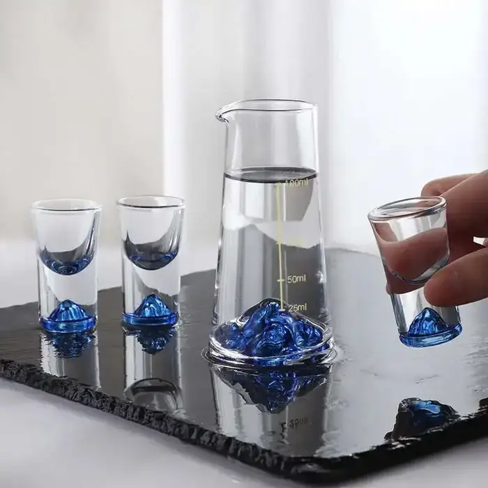 Verre à Shot de montagne en cristal bleu