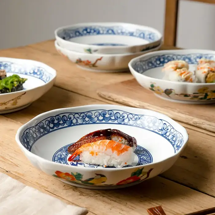 1 pièce – Assiettes en céramique bleues et blanches de style rétro chinois