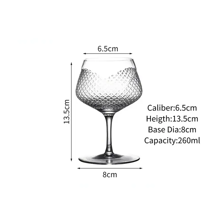 Gin and Tonic-Verre à Vin Gravé au Diamant, Standard Créatif, Grand Verre à Cocktail Personnalisé, A