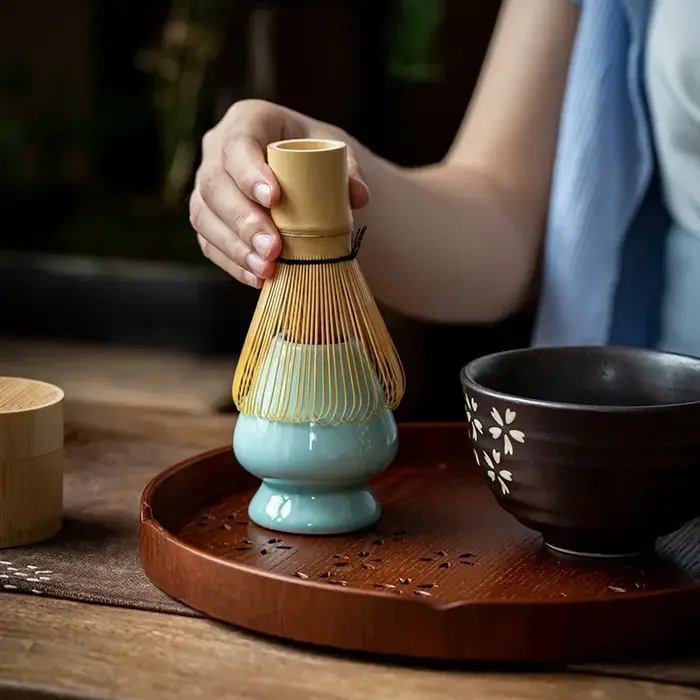 Service à thé japonais, fouet Matcha (Chasen), cuillère et cuillère à thé (Chashaku), accessoires en