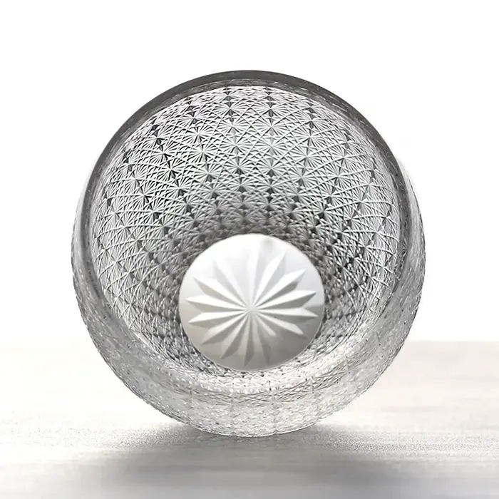 Tasse en verre de cristal gypsophile avec boîte en bois