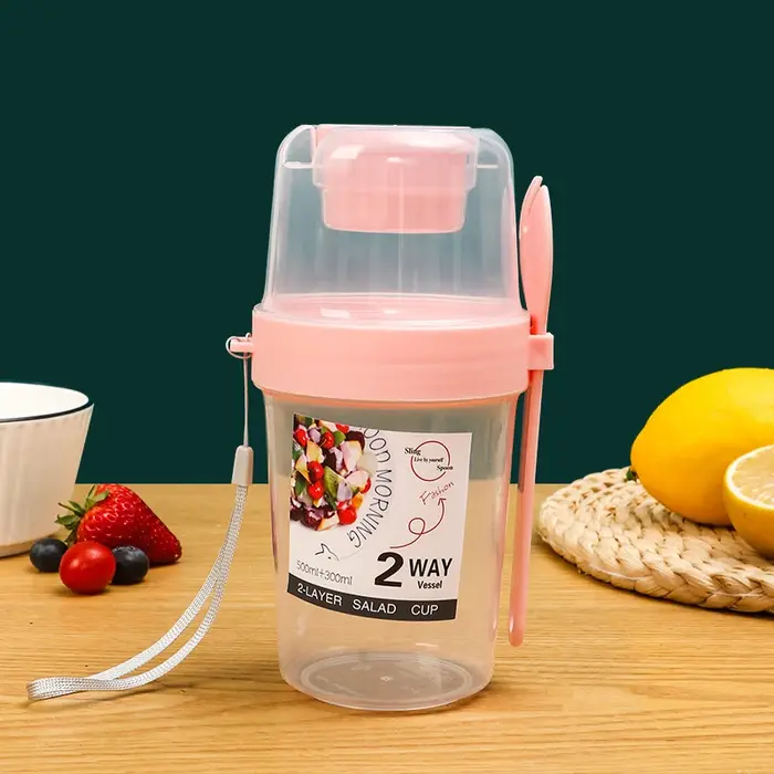 Tasse à salade de yaourt à l'avoine pour petit déjeuner, avec couvercle et cuillère, boîte à Bento d
