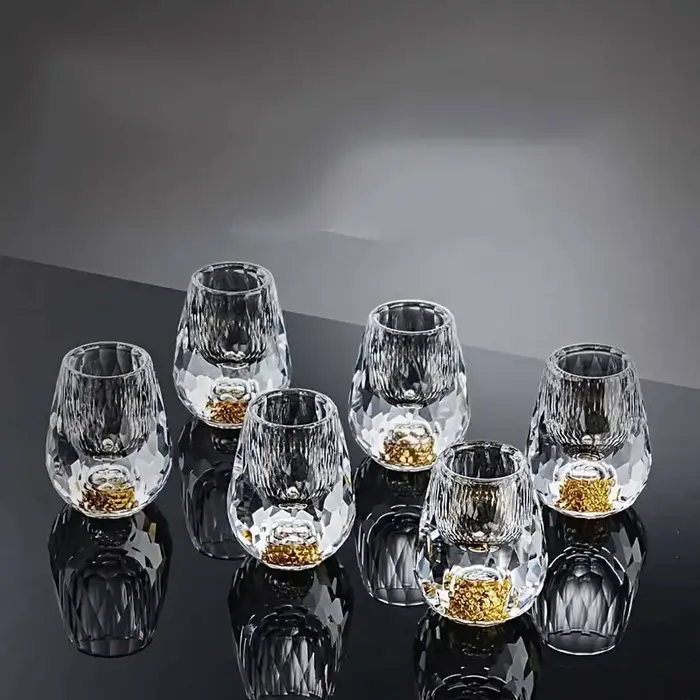 Verre à Shot de montagne doré en cristal luxueux