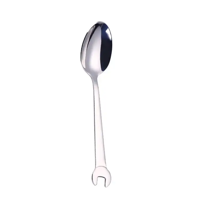 Cuillère à café en forme de clé à bord lisse en acier inoxydable de qualité