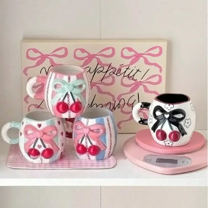 Tasse à café en forme de fleur rose pour femmes et filles