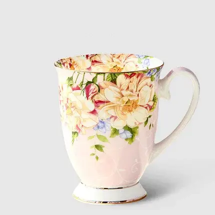 Tasse à café élégante en porcelaine ivoire de haute qualité, tasses en céramique de luxe de Style br