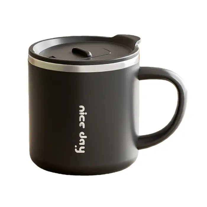 Mug à café isotherme double paroi 400 ml avec couvercle, gobelet de voyage réutilisable, tasse anti-