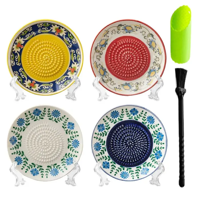 Lot de 4 râpes à ail manuelles en céramique pour gingembre et ail