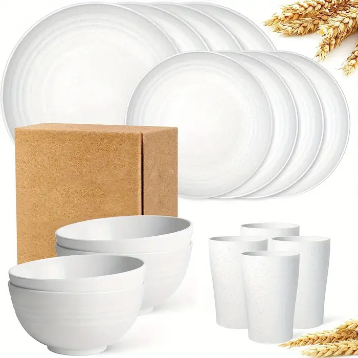 Nouveau 16 pièces/ensemble d'assiettes à repas Non fragiles