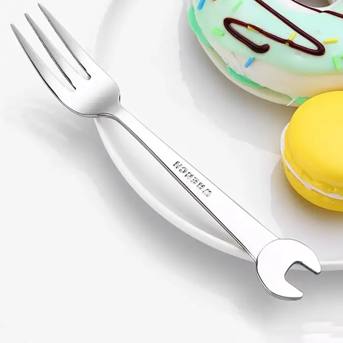 Cuillère à café en forme de clé à bord lisse en acier inoxydable de qualité