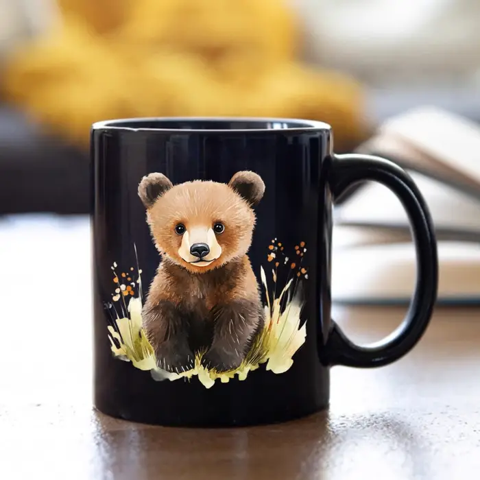 Tasse en céramique avec ours noir