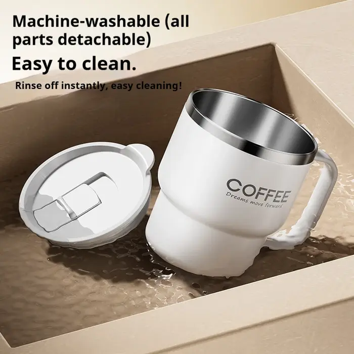 Mug à café en acier inoxydable de 400 ml avec poignée