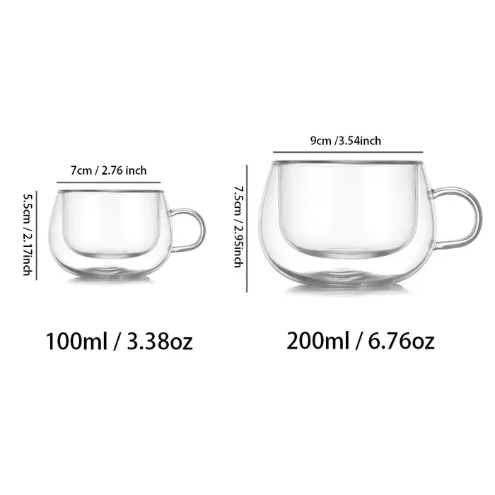 YWDL 100/200ml ensemble de tasses à café en verre à Double paroi