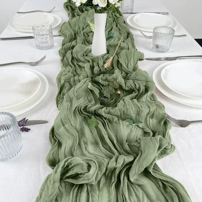 Chemin de Table en gaze semi-transparente vert sauge