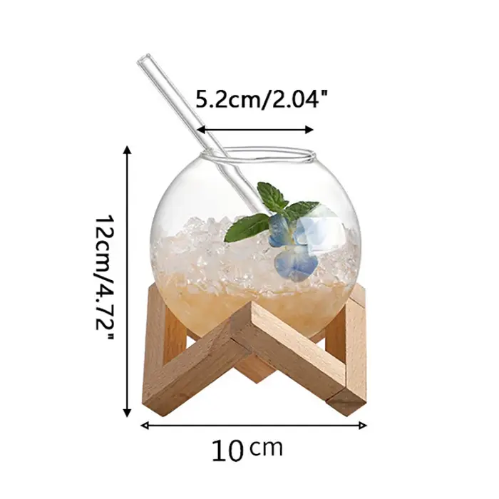 Verre à cocktail avec support en bois