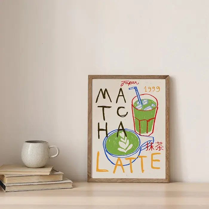 Affiche imprimée de tasses à café multicolores