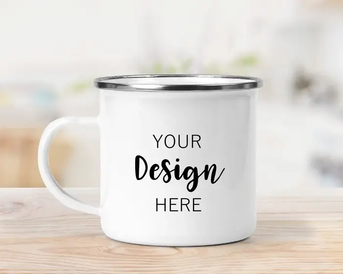Nom personnalisé tasses Logo privé Texte Émail Tasse À Café Imprimé Magasin Société