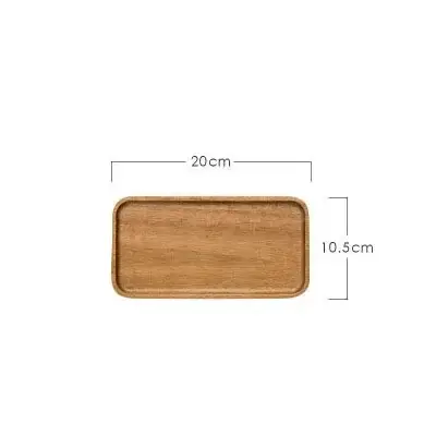 Assiette de service rectangulaire en bois de bambou, assiette de service en bois, tasse à thé, plate