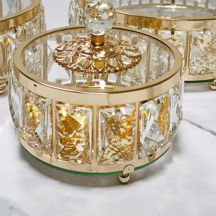 Bol à fruits en verre de cristal de luxe européen avec couvercle