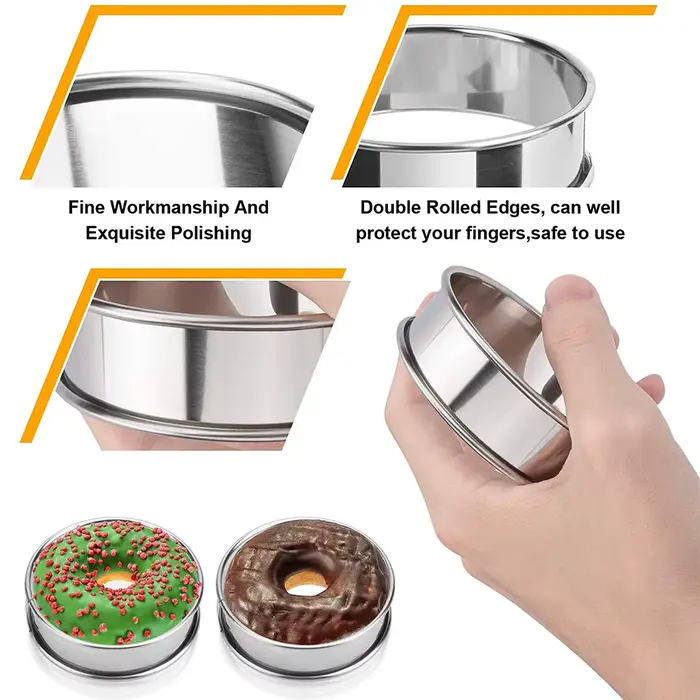 2 pièces en acier inoxydable Double roulé cuisson cercle tarte anneau tarte aux fruits gâteau Cookie