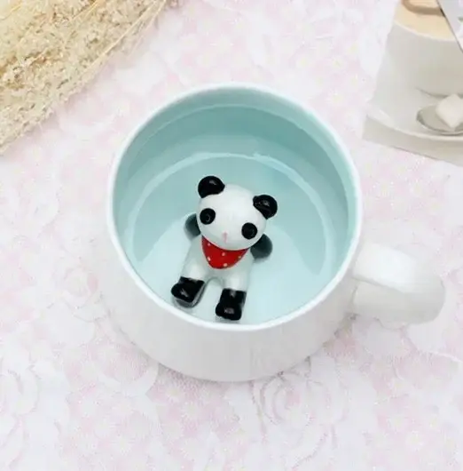 Tasses en céramique 400 ml, créatives, mignonnes, en forme d'animaux en relief, pour lait et café, t