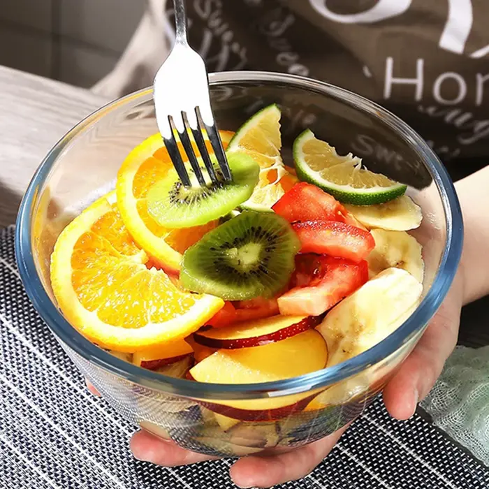 Bol en verre épais transparent pour la cuisine à domicile