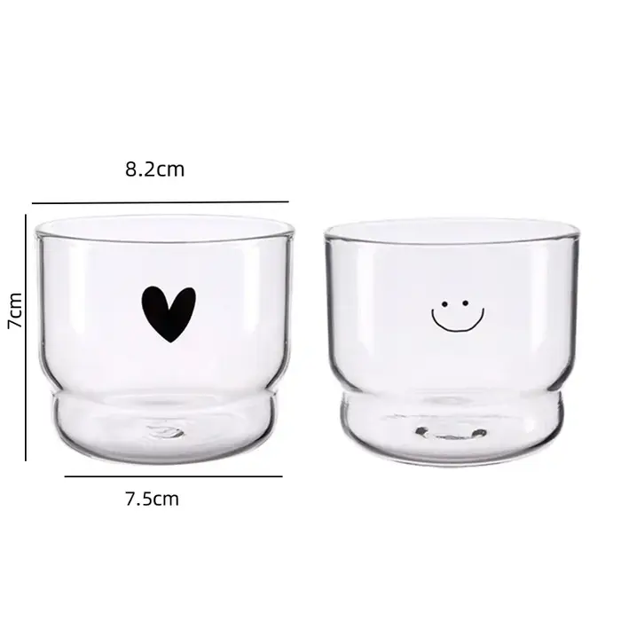 Tasse en verre murale Love/Happy de 300ml