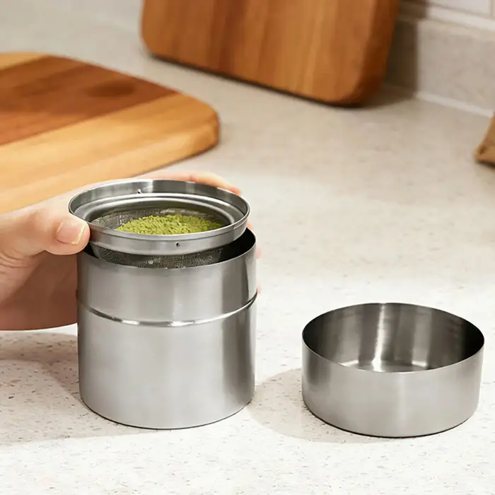 Kit de tamis et de boîte de rangement pour poudre de matcha