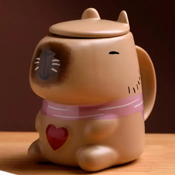 Capybara-Tasse à café en céramique avec motif de cœur