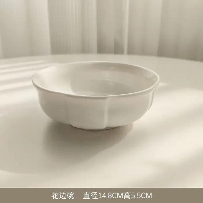 Livetai – assiette en céramique gaufrée blanche de Style rétro français avec garniture en dentelle, 
