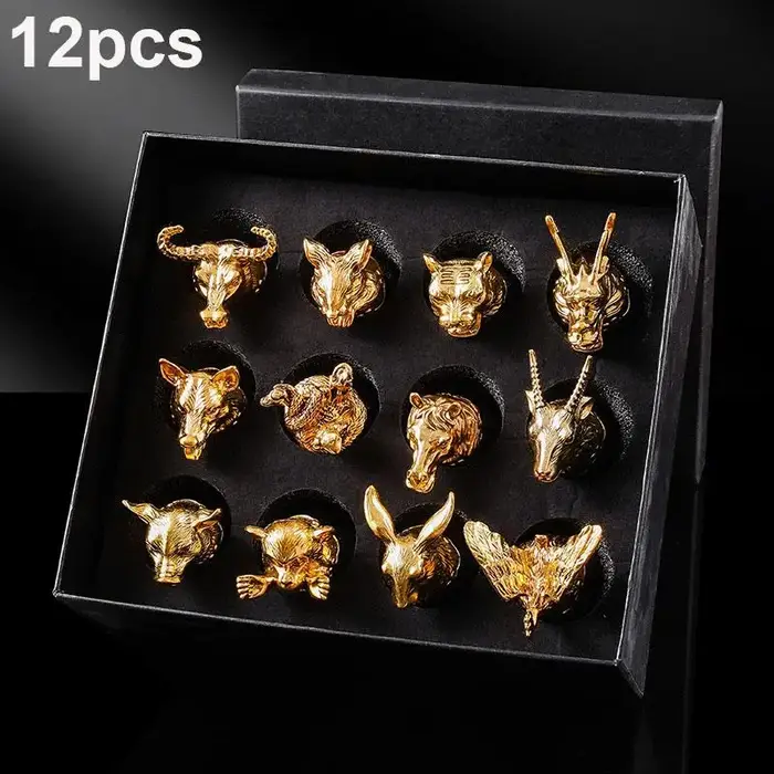 Lot de 12 verres à vin et mini-flacons zodiacaux