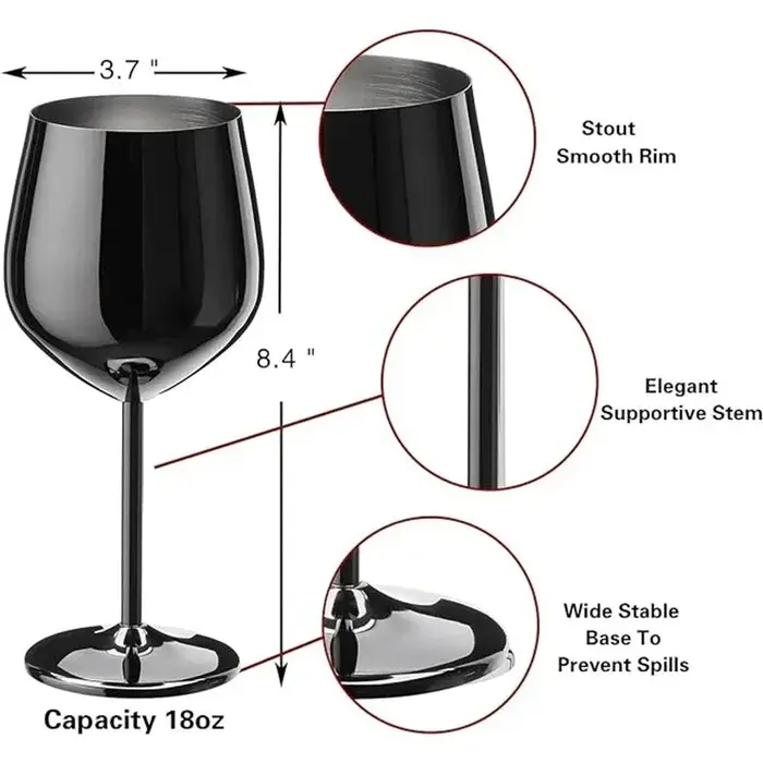 Verre à vin en acier inoxydable de 500ml