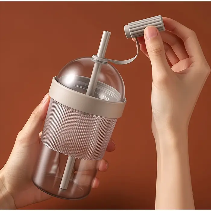 Gobelet de voyage réutilisable pour café 17oz avec couvercle et paille