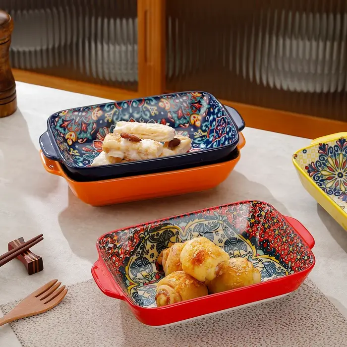 Plat de cuisson en céramique bohème en forme d'œuf