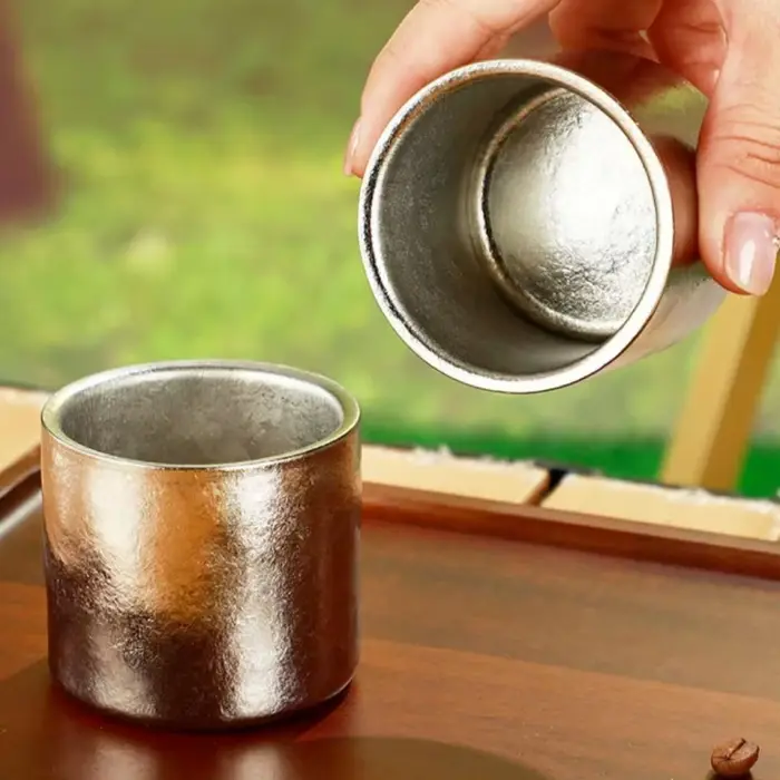 Mug à café mini en titane pur à double paroi