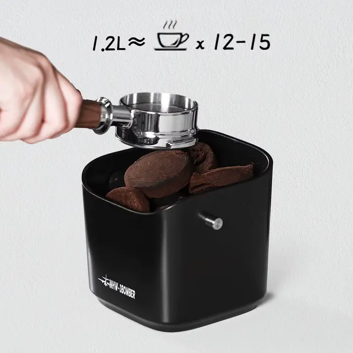 MHW-3BOMBER Square Coffee Grounds Knock Box PerfecKnock Bar et base coordonnante Lavable au lave-vai