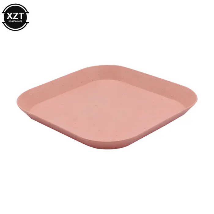 Plats carrés anti-gouttes en paille de blé, plats pour enfants, assiette à manger, broche, os, ménag