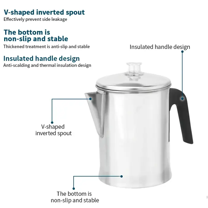 Cafetière à percolateur en acier inoxydable
