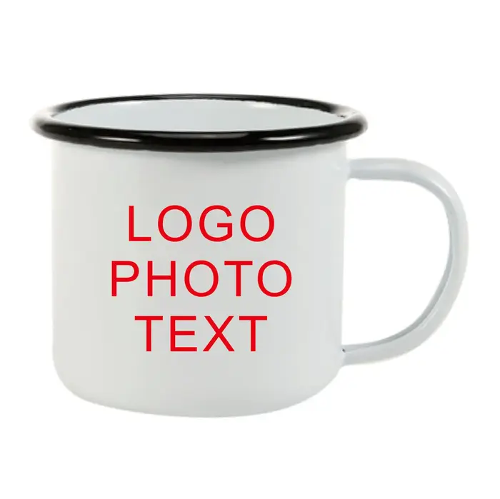 Mug en émail personnalisé avec LOGO, nom, lettre, POD – Tasses à café personnalisées pour le voyage,