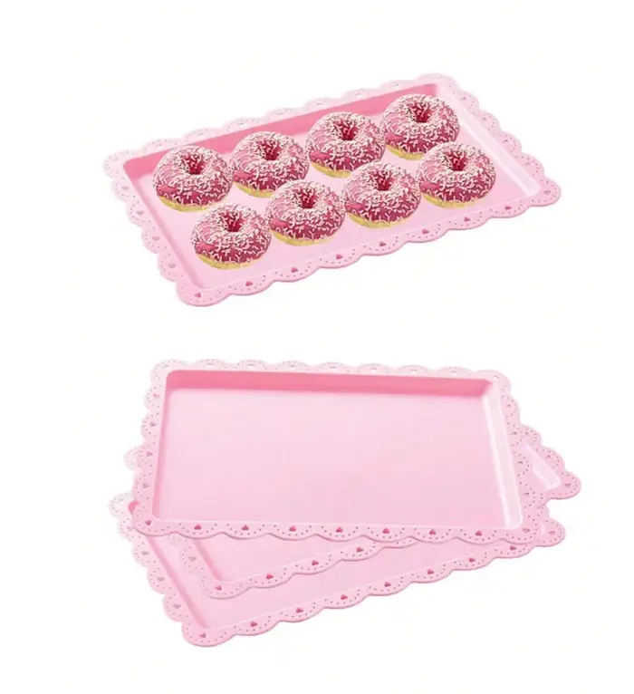 Assiette/plateau à dessert en plastique rose