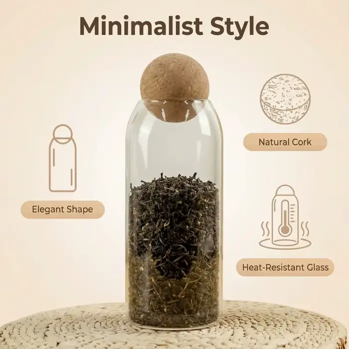 Bocal en verre hermétique à bouchon en liège