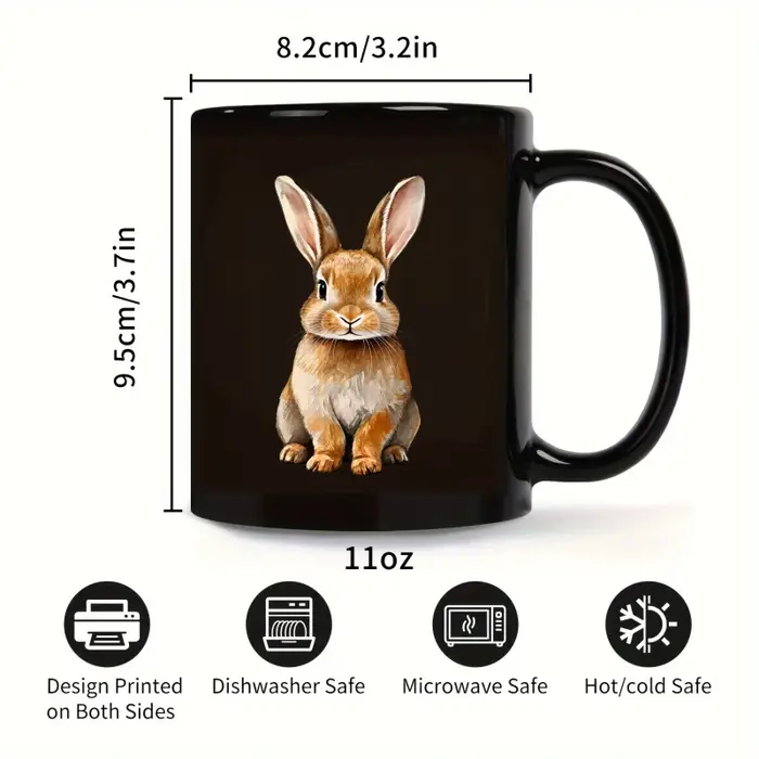 La tasse à café en céramique imprimé animal lapin noir convient à la maison