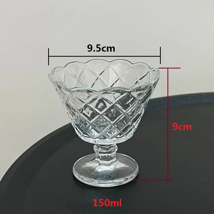 Gobelets en verre vintage en dentelle – Tasses à café et bols à desserts – pour glace