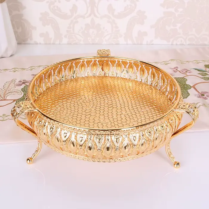 Assiette de fruits vintage européenne, assiette en verre d'hôtel ronde haut de gamme, corbeille de f