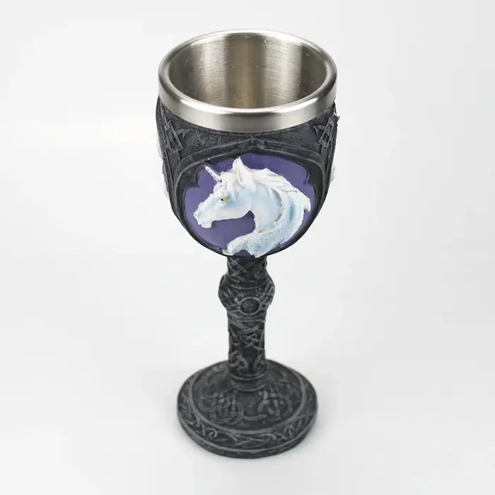Verre à vin gothique Style contient crâne de chèvre Viking Dragon griffe doigt métal et résine