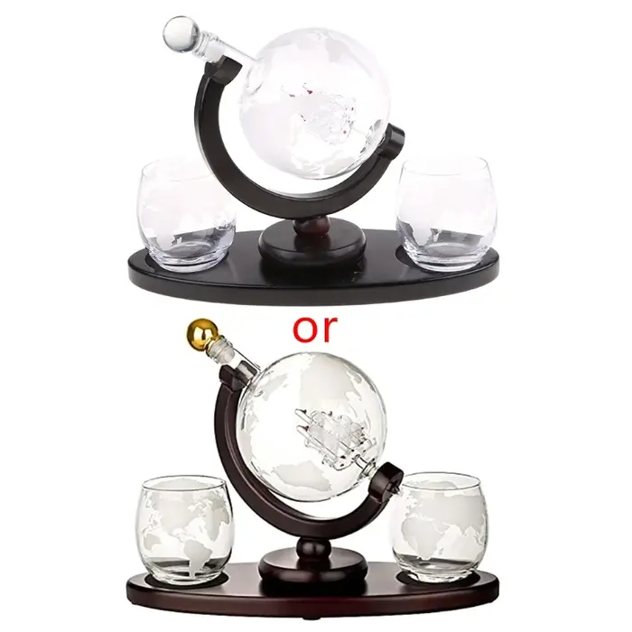 Décanteur à whisky globe brodé personnalisé, carafe à whisky
