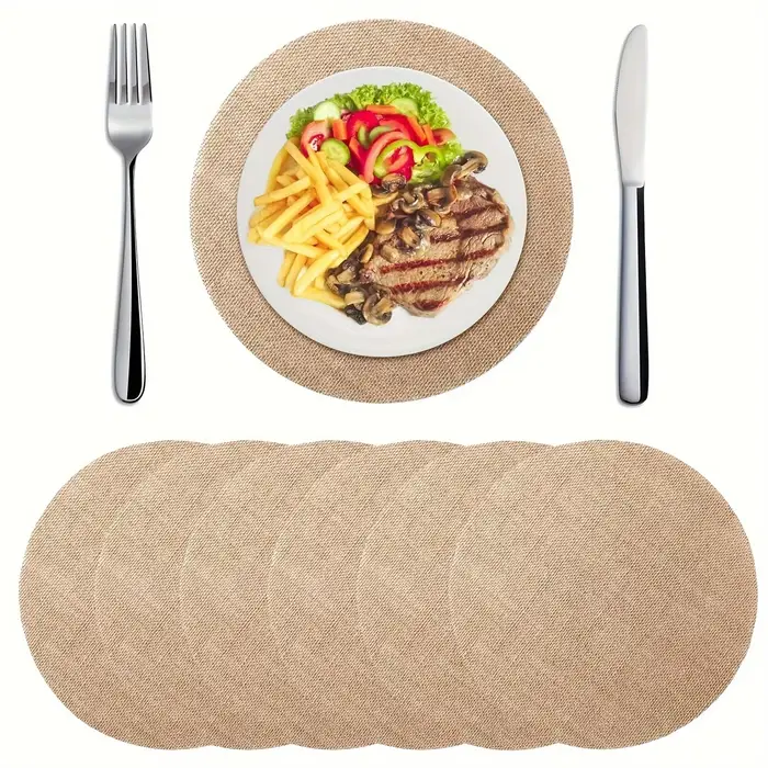 6 pièces de sets de table ronds en jute naturelle, 12 pouces, résistants à la chaleur, écologiques, 