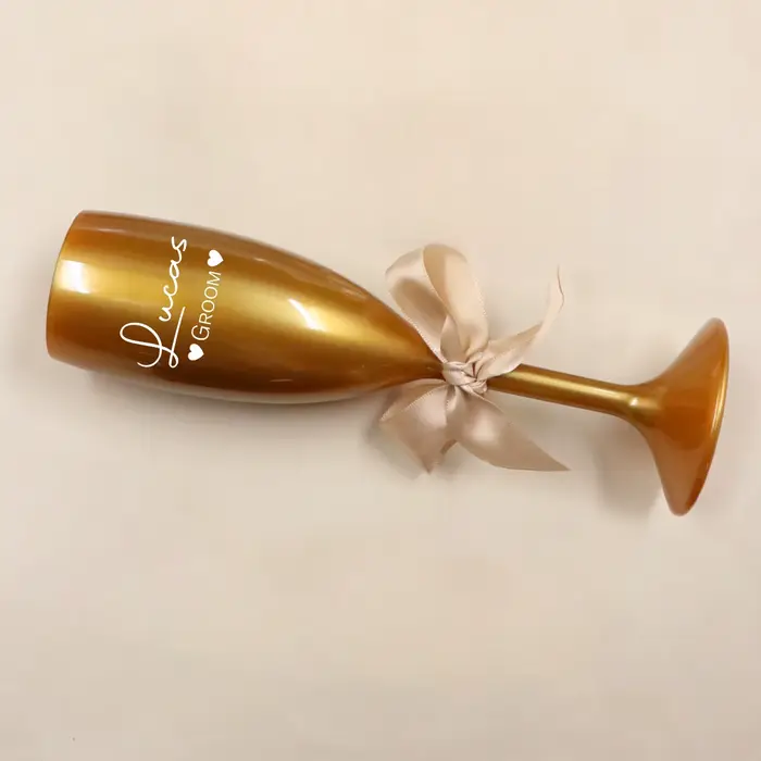 Flûte à champagne personnalisée, verre à champagne incassable personnalisé avec décoration en nœud, 